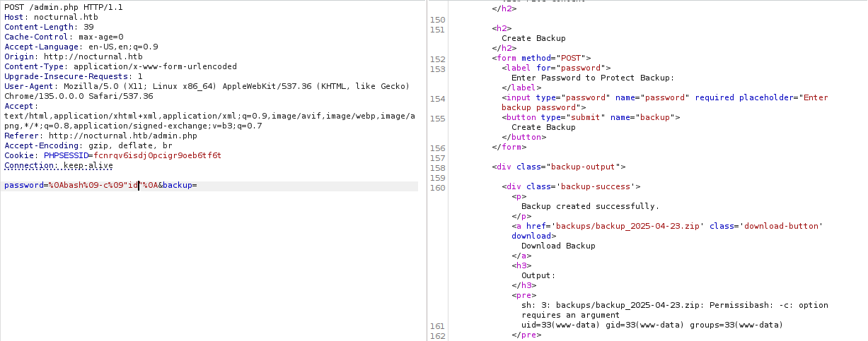 Burpsuite result